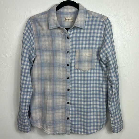 Altar'd State Multi-Pattern Peri Blue Button Down Shirt Size S - Picture 1 of 10
